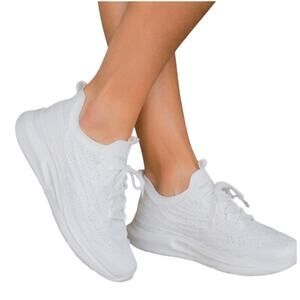 Oliver Cabell Knit Sneakers White Lace-Up Athletic Shoes Size 7